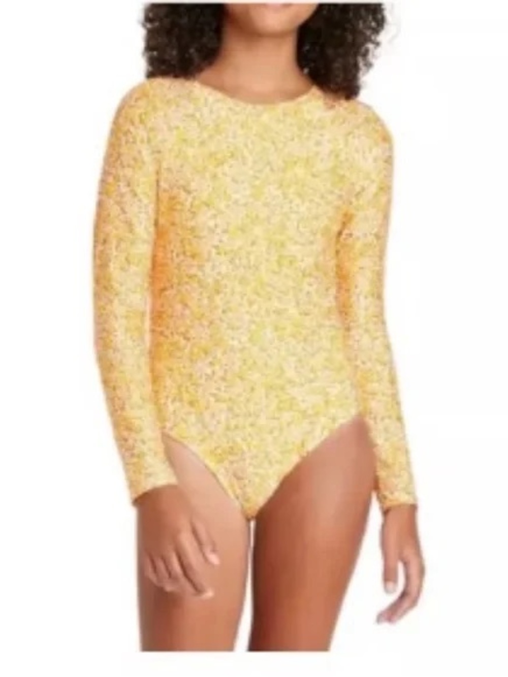 Art Class Girls Floral Long Sleeve One Piece Swimsuit Size L 10/12
